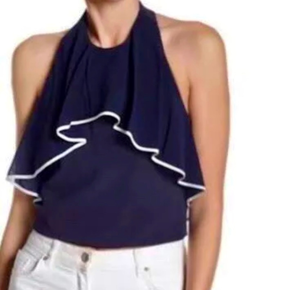 Alice+Oliva “Wonda” Halter Ruffle Tank Top, size M